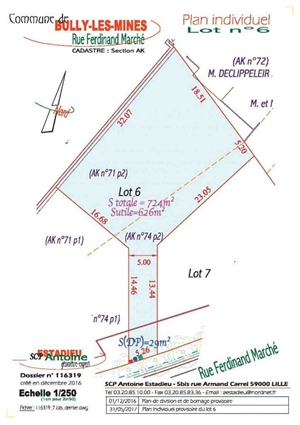 terrain à la vente -   62160  BULLY-LES-MINES, surface 724 m2 vente terrain - APR663865